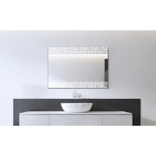 Contemporary Rectangle Bathroom Wall Mirror Rustic Brick Etched ...